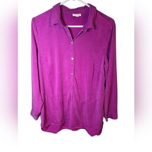 J.Jill Button Down Pullover Tunic Purple Top, Size Medium